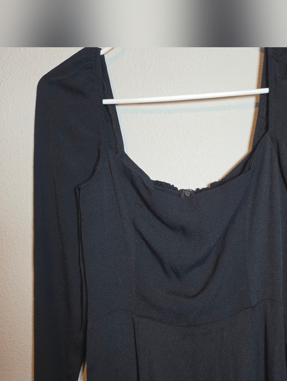 Reformation Sigmund Dress Black Size 6 Square Neck High Slit Midi Dress - Picture 8 of 11
